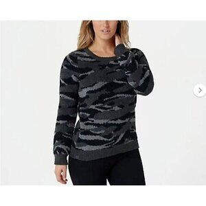 Barefoot Dreams CozyChic Seaside Crew-Neck‎ Pullover super soft camo print